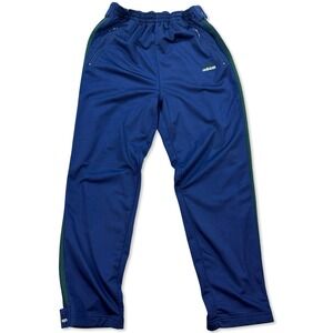 90s Adidas Track Pants Men's Medium Navy Blue Green Trefoil Side Zip Pockets VTG
